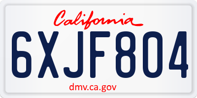CA license plate 6XJF804