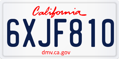 CA license plate 6XJF810