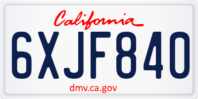 CA license plate 6XJF840