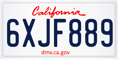 CA license plate 6XJF889