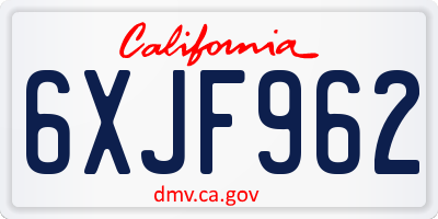 CA license plate 6XJF962