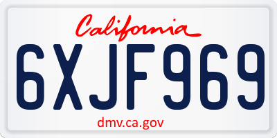 CA license plate 6XJF969