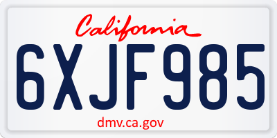 CA license plate 6XJF985