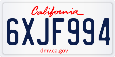 CA license plate 6XJF994