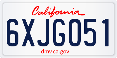 CA license plate 6XJG051