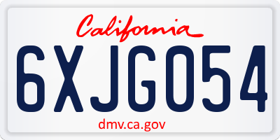 CA license plate 6XJG054