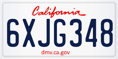 CA license plate 6XJG348