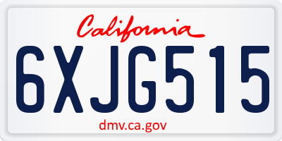 CA license plate 6XJG515