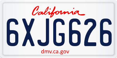 CA license plate 6XJG626