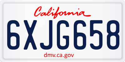 CA license plate 6XJG658