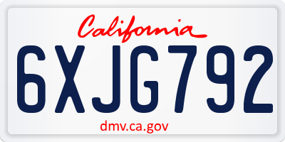 CA license plate 6XJG792