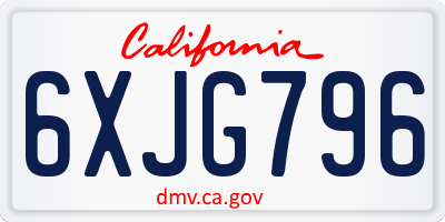 CA license plate 6XJG796