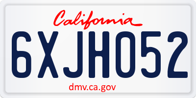 CA license plate 6XJH052