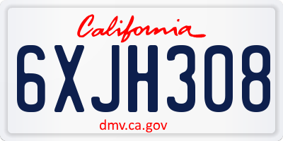 CA license plate 6XJH308
