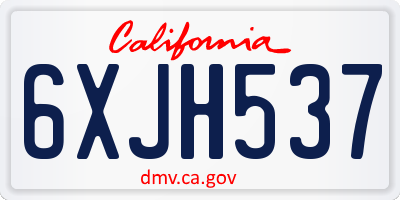 CA license plate 6XJH537