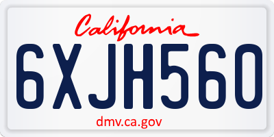 CA license plate 6XJH560