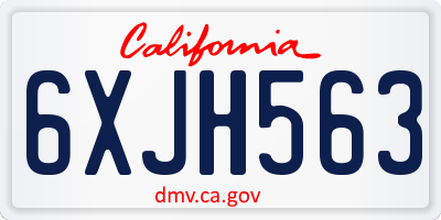 CA license plate 6XJH563