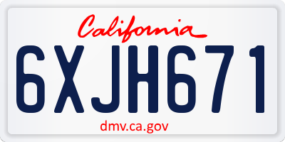 CA license plate 6XJH671