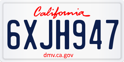 CA license plate 6XJH947