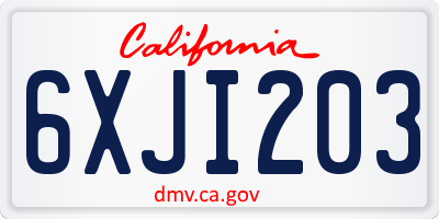 CA license plate 6XJI203