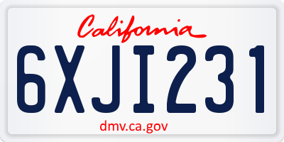 CA license plate 6XJI231