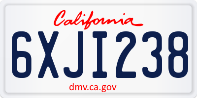 CA license plate 6XJI238