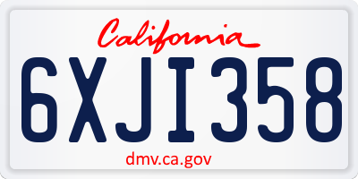 CA license plate 6XJI358