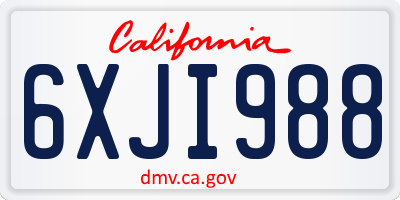 CA license plate 6XJI988