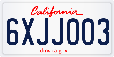 CA license plate 6XJJ003