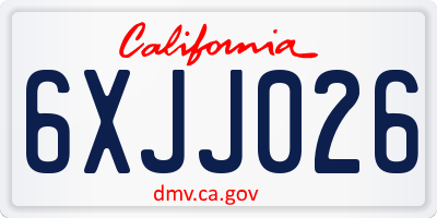 CA license plate 6XJJ026