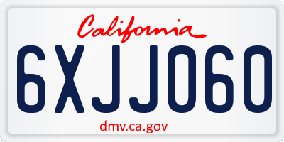 CA license plate 6XJJ060