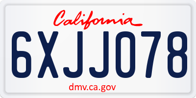 CA license plate 6XJJ078