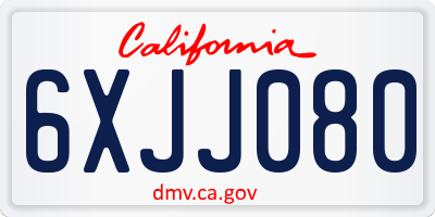 CA license plate 6XJJ080