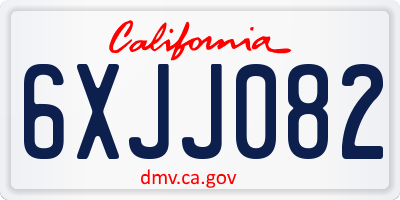 CA license plate 6XJJ082