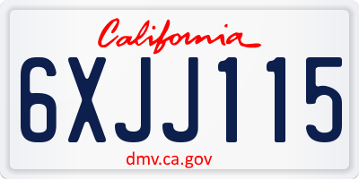 CA license plate 6XJJ115