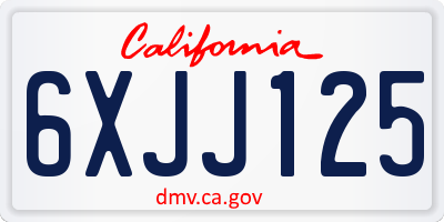 CA license plate 6XJJ125