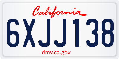 CA license plate 6XJJ138