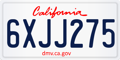 CA license plate 6XJJ275
