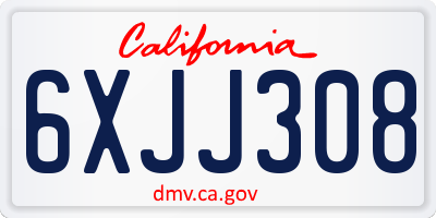CA license plate 6XJJ308