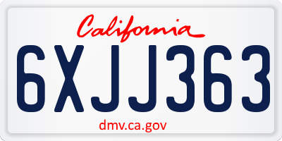 CA license plate 6XJJ363