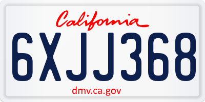 CA license plate 6XJJ368