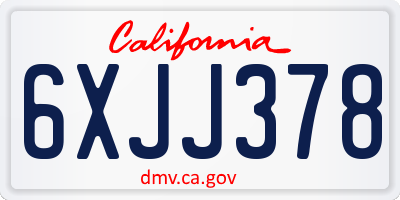 CA license plate 6XJJ378