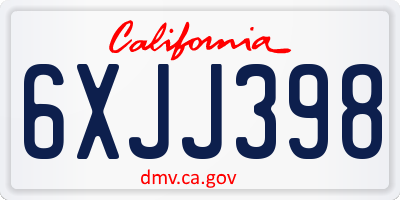 CA license plate 6XJJ398