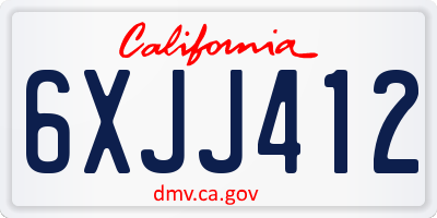 CA license plate 6XJJ412