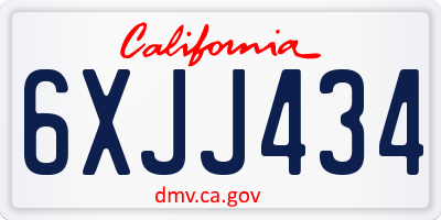 CA license plate 6XJJ434