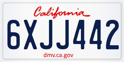 CA license plate 6XJJ442