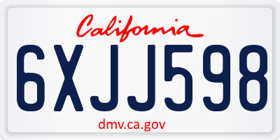 CA license plate 6XJJ598