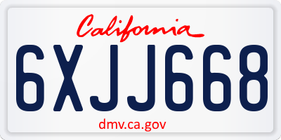 CA license plate 6XJJ668