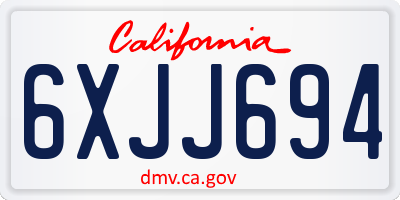 CA license plate 6XJJ694
