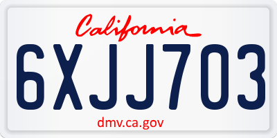 CA license plate 6XJJ703